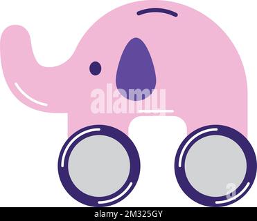 Isolated colored elephant with wheel toy icon Vector Illustrazione Vettoriale