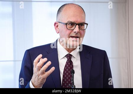 ATTENZIONE REDATTORI - EMBARGO FINO al 13 FEBBRAIO 2020 - 18:00h Bruxelles ora - nuovo FEB-VBO presidente Bart De Smet nella foto, durante la presentazione del nuovo presidente del VBO-FEB (Federazione delle imprese in Belgio - Verbond van Belgische Ondernemingen - Federation des Entreprises de Belgique) a Bruxelles, Giovedì 13 Febbraio 2020. FOTO DI BELGA LAURIE DIEFFEMBACQ Foto Stock