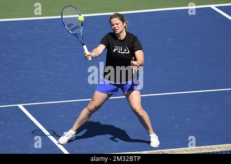 Belgian Kim Clijsters una sessione di allenamento in vista dei 2020 campionati di tennis di Dubai, a Dubai, Emirati Arabi Uniti, sabato 15 febbraio 2020. FOTO DI BELGA YORICK JANSENS Foto Stock