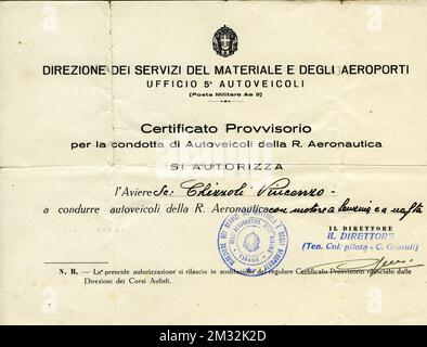 Regia Aeronautica documentazione Certificazione conduzione di