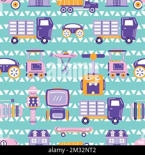 Sfondo senza cuciture con icone giocattolo Vector Illustrazione Vettoriale