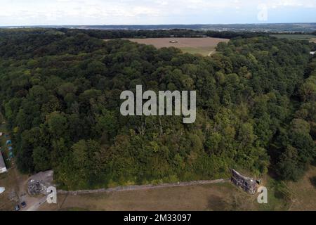 L'immagine aerea del drone mostra il forte Eben-Emael a Eben-Emael, Bassenge, vicino al confine belga/olandese, lunedì 03 agosto 2020. FOTO DI BELGA ERIC LALMAND Foto Stock