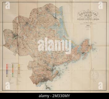 Geological map of Essex County, Mass. , Geology. Lawrence Public Library Map Collection Stock Photo