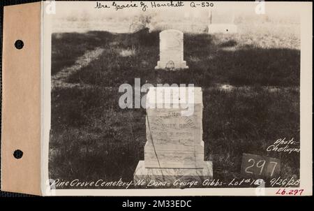 George Gibbs, Pine Grove Cemetery, lot 103, North Dana, Mass., Sept. 26, 1928 : Mrs. Gracie G. Hanchett, Q-530 , waterworks, reservoirs water distribution structures, real estate, cemeteries Stock Photo