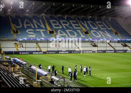 I giocatori laziali hanno mostrato durante una sessione di allenamento del club italiano SS Lazio Roma in vista della seconda partita di gruppo della UEFA Champions League, nel gruppo F, tra la squadra di calcio belga Club Brugge e la squadra italiana SS Lazio Roma, martedì 27 ottobre 2020 a Brugge. FOTO DI BELGA BRUNO FAHY Foto Stock