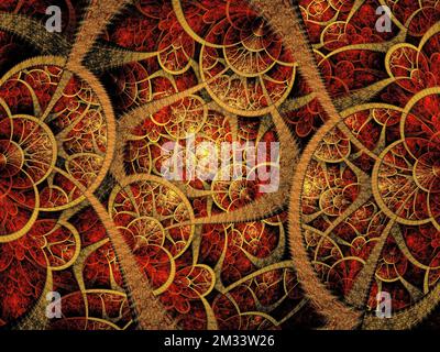 Complex Flame Fractal Art - Reds, Browns Foto Stock