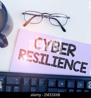 Segnale con Cyber Resilience. Business showcase misura di come un'azienda può gestire un attacco informatico Foto Stock