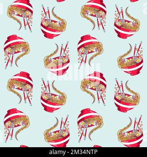 Sfondo senza cuciture con sushi luminoso e carino disegnato a mano doodles. Illustrazione Vettoriale