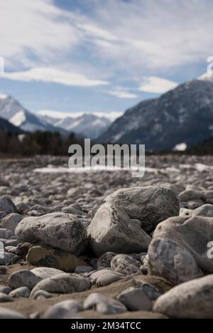 Bacino del fiume Lech senza acqua Foto Stock