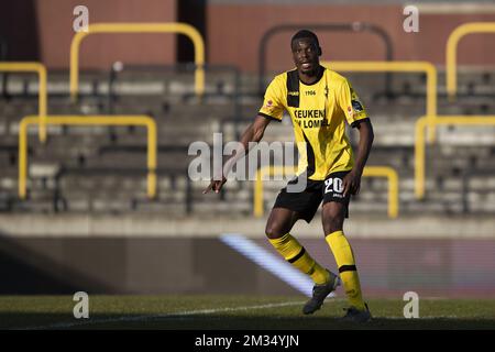 Scott Bitsindou di Lierse ha ritratto durante una partita di calcio tra Lierse Kempenzonen e RWDM, domenica 25 aprile 2021 a Lier, l'ultimo giorno della 1B° seconda divisione del campionato di calcio belga della 'Proximus League'. BELGA FOTO KRISTOF VAN ACCOM Foto Stock