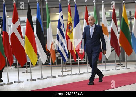 Il primo ministro sloveno Janez Jansa ha illustrato il suo arrivo nel secondo giorno di un vertice dell'Unione europea, martedì 25 maggio 2021, presso la sede dell'Unione europea a Bruxelles. BELGA FOTO PISCINA PHILIP REYNAERTS Foto Stock