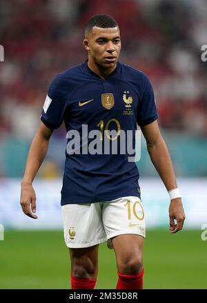 France’s Kylian Mbappe looks on during the FIFA World Cup Semi-Final match at the Al Bayt Stadium in Al Khor, Qatar. Picture date: Wednesday December 14, 2022. Stock Photo