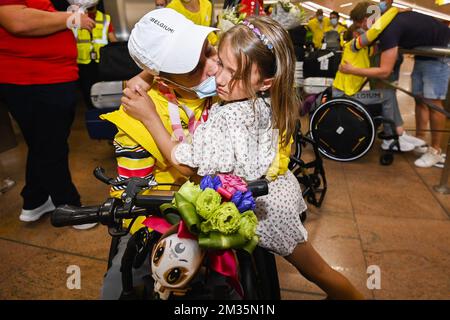 L'atleta paralimpiano Roger Habsch ha ritratto al ritorno di diversi atleti belgi, dopo i 'Tokyo 2020 Paralympic Games' di Tokyo, Giappone, lunedì 06 settembre 2021 all'aeroporto di Bruxelles, a Zaventem. FOTO DI BELGA LAURIE DIEFFEMBACQ Foto Stock