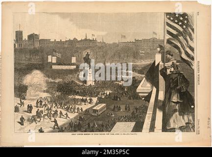 Great Sumter meeting in Union Square, New York, April 11, 1863 , War rallies, United States, History, Civil War, 1861-1865 Stock Photo