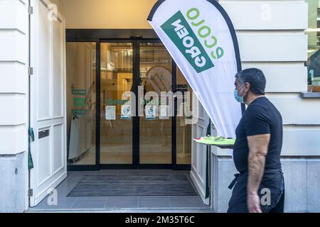 L'immagine mostra l'inaugurazione di 'Greenhouse', la nuova sede dei partiti politici verdi fiamminghi e francofoni Groen ed Ecolo, sabato 25 settembre 2021 a Bruxelles. BELGA FOTO HATIM KAGHAT Foto Stock