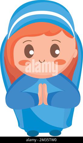 Isolato vergine maria Natività personaggio Natale stagione Vector Illustrazione Vettoriale