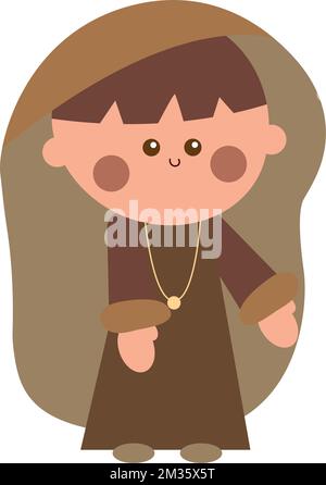 Isolato pastore cartoon Natività personaggio Natale stagione Vector Illustrazione Vettoriale