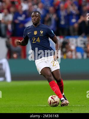 Ibrahima Konate in Francia durante la partita di semifinale della Coppa del mondo FIFA allo stadio al Bayt di al Khor, Qatar. Data immagine: Mercoledì 14 dicembre 2022. Foto Stock