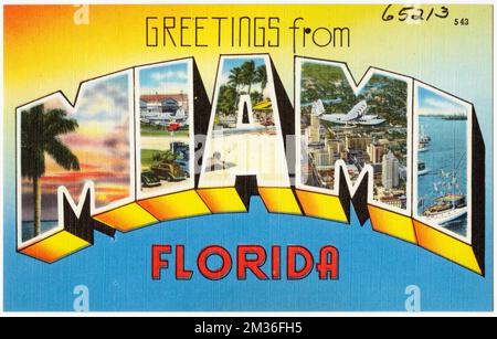 Saluti da Miami, Florida, Tichnor Brothers Collection, cartoline degli Stati Uniti Foto Stock