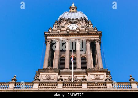 Leeds Town Hall is a 19th-century municipal building. Leeds, West Yorkshire, Yorkshire and the Humber, England, United Kingdom, Europe Foto Stock