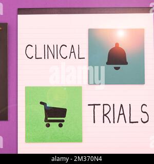 Visualizzazione concettuale Prove cliniche. Panoramica aziendale Ricerca di nuovi trattamenti per le persone Foto Stock
