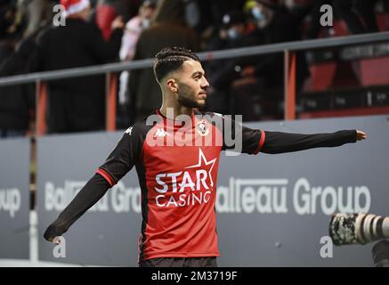 Georges Mikautadze di Seraing, parte e il campo durante una partita di calcio tra RFC Seraing e Sint-Truidense VV, sabato 27 novembre 2021 a Seraing, il 16° giorno della 2021-2022° prima divisione del campionato belga 'Jupiler Pro League'. FOTO DI BELGA JOHN THYS Foto Stock