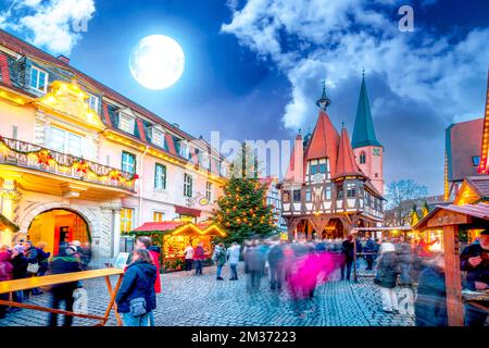 Mercatino di Natale, Michelstadt, Hessen, Germania Foto Stock