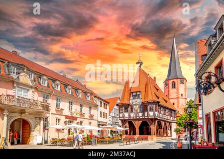 Città vecchia di Michelstadt, Assia, Germania Foto Stock