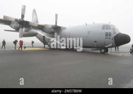 L'ultimo volo dell'aereo militare 'Hercules' C-130, all'aeroporto militare di Melsbroek. FOTO DI BELGA NICOLAS MAETERLINCK Foto Stock