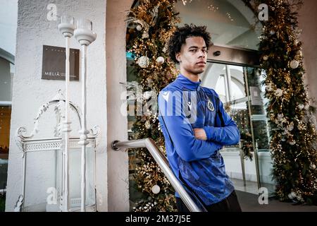 Tajon Buchanan del Club si pone per il fotografo in vista di una sessione di allenamento presso il campo di allenamento invernale della squadra di calcio belga Club Brugge, a Marbella, Spagna, mercoledì 05 gennaio 2022. FOTO DI BELGA BRUNO FAHY Foto Stock