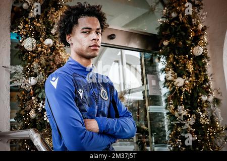 Tajon Buchanan del Club si pone per il fotografo in vista di una sessione di allenamento presso il campo di allenamento invernale della squadra di calcio belga Club Brugge, a Marbella, Spagna, mercoledì 05 gennaio 2022. FOTO DI BELGA BRUNO FAHY Foto Stock