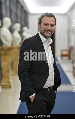 Il governatore della banca nazionale belga Pierre Wunsch si pone per fotografa in una fotografia presso la banca nazionale belga, SEDE DI BNB / NBB a Bruxelles, lunedì 10 gennaio 2022. FOTO DI BELGA DIRK WAEM Foto Stock