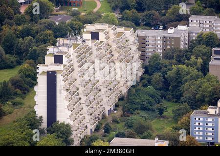 Veduta aerea, edificio Dortfelder Hannibal II nel distretto di Dortfeld, nella zona di Dortmund, Ruhr, Renania settentrionale-Vestfalia, Germania, DE, Dortmund, Europa, Lar Foto Stock
