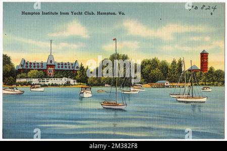 Hampton Institute dallo Yacht Club, Hampton, Virginia , Boats, Tichnor Brothers Collection, cartoline degli Stati Uniti Foto Stock