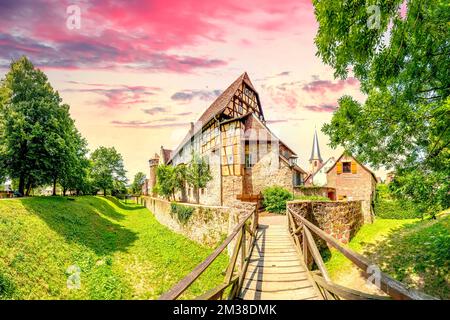 Città vecchia di Michelstadt, Assia, Germania Foto Stock