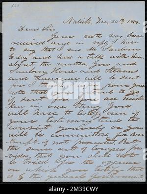 Henry Wilson autograph letter signed to Thomas Wentworth Higginson, Natick, 24 December 1859 , Abolitionists, United States, Antislavery movements, United States, History, 19th century, Harpers Ferry W. Va., History, John Brown's Raid, 1859, Sanborn, F. B. Franklin Benjamin, 1831-1917, Howe, S. G. Samuel Gridley, 1801-1876. John Brown- Correspondence relating to John Brown and the raid on Harpers Ferry Stock Photo