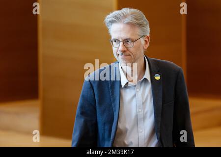 Stephane Hazee di Ecolo, nella foto di una sessione plenaria del Parlamento vallone a Namur, mercoledì 20 aprile 2022. FOTO DI BELGA BRUNO FAHY Foto Stock