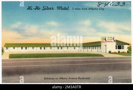 Hi-ho Silver Motel, 3 miglia da Atlantic City, entrata su Albany Avenue Boulevard, Motel, Tichnor Brothers Collection, cartoline degli Stati Uniti Foto Stock