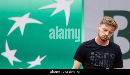 Il belga David Goffin ha illustrato durante una sessione di allenamento in vista del torneo di tennis francese Roland Garros Open, a Parigi, in Francia, venerdì 20 maggio 2022. Il torneo di quest'anno si svolge dal 22 maggio al 5 giugno. BELGA FOTO BENOIT DOPPAGNE Foto Stock