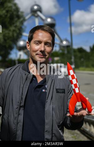 L'astronauta Thomas Pesquet si pone per il fotografo in un incontro con l'astronauta francese Pesquet in vista della conferenza ministeriale dell'ESA che si terrà a Parigi a fine novembre, lunedì 27 giugno 2022, a Bruxelles. BELGA PHOTO LAURIE DIEFFEMBACQ Foto Stock