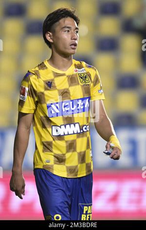 Daichi Hayashi di STVV ha ritratto durante una partita di calcio tra Sint-Truidense VV e Royale Union Saint-Gilloise, sabato 23 luglio 2022 a Sint-Truiden, il giorno 1 della prima divisione del campionato belga 'Jupiler Pro League' 2022-2023. BELGA FOTO JOHAN EYCKENS Foto Stock