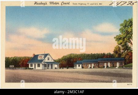 Huskey's Motor Court, state Highway 71 e U.S. 441 , Motels, Tichnor Brothers Collection, cartoline degli Stati Uniti Foto Stock