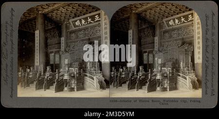Interno della sala del trono, Città Proibita, Pechino, Cina , sale di accoglienza, Castelli e palazzi Foto Stock
