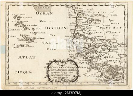 Isles de Cap Verd coste, et Pays des Negres , Capo Verde, Mappe, prime opere del 1800, Africa, Ovest, Mappe, prime opere del 1800 Norman B. Leventhal Map Center Collection Foto Stock