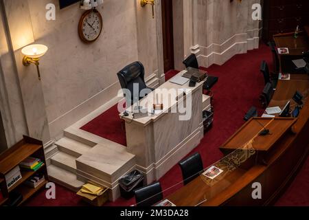 Little Rock, AR, USA - 9 settembre 2022: La grande sala riunioni della Camera del Senato nel Campidoglio dello Stato dell'Arkansas Foto Stock