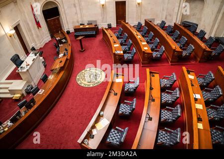 Little Rock, AR, USA - 9 settembre 2022: La grande sala riunioni della Camera del Senato nel Campidoglio dello Stato dell'Arkansas Foto Stock