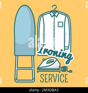 Servizio pubblico di stiratura self-service a vettore piatto Illustrazione Vettoriale