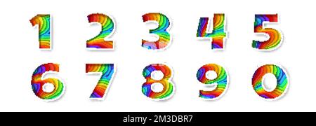 Numeri vettoriali a cifre tagliate su carta in stile origami Illustrazione Vettoriale