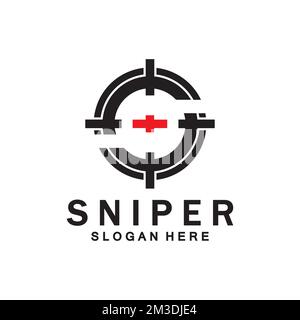 Logo Sniper AIM Target Vector. Vettore iniziale del logo di destinazione S. Illustrazione Vettoriale
