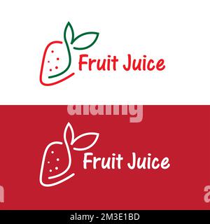strawberry logo vector design, succo di frutta concept logo design Foto Stock